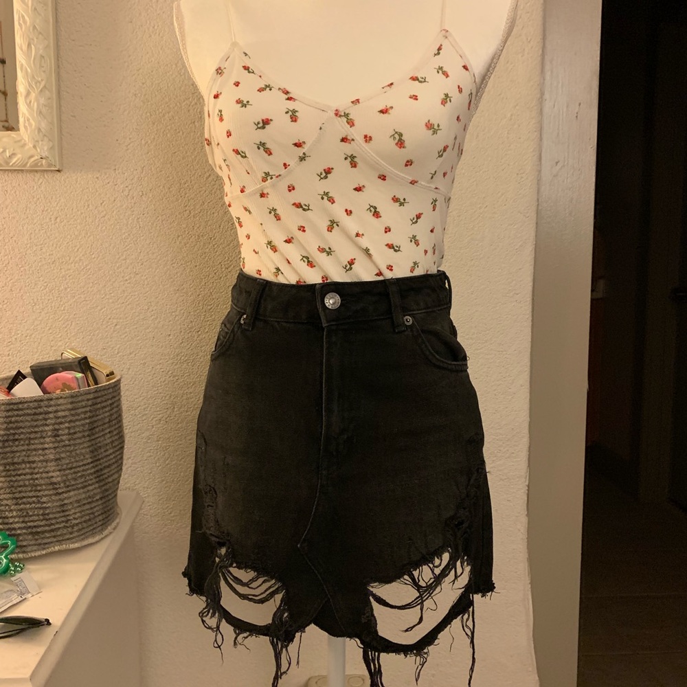 Topshop black denim miniskirt